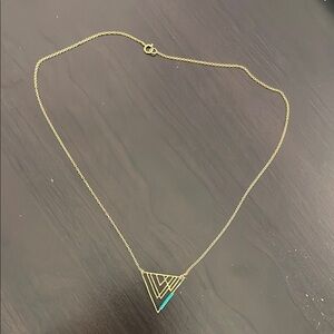 Aqua Cherry Gold Geometric Necklace with Turquoise Accent